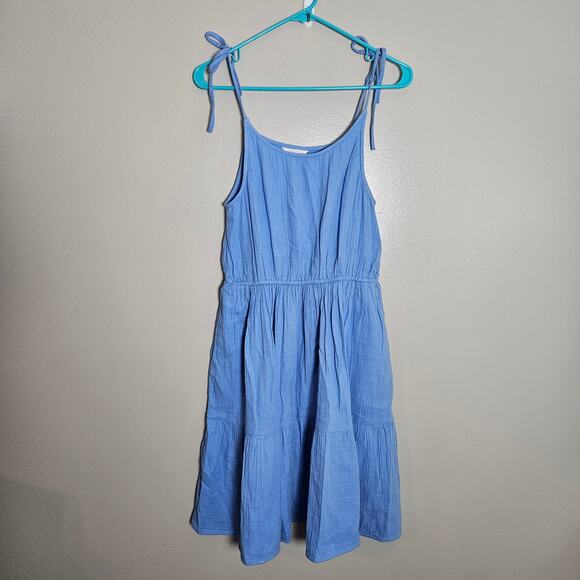 NWOT Caslon tiered Cotton Gauze Sundress Sz XS in Blue - Picture 3 of 14